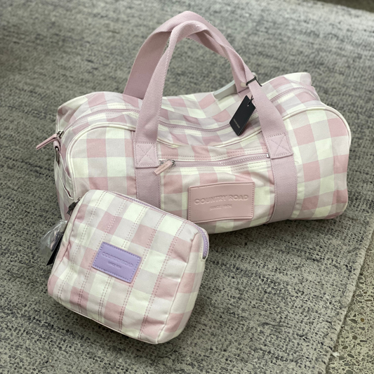 Country Road Gingham Cosmetic Case (Mineral Pink)