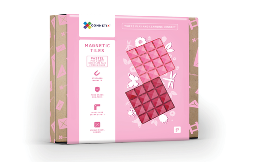 connetix magnetic tiles 2 piece  pink & berry  base plate pack