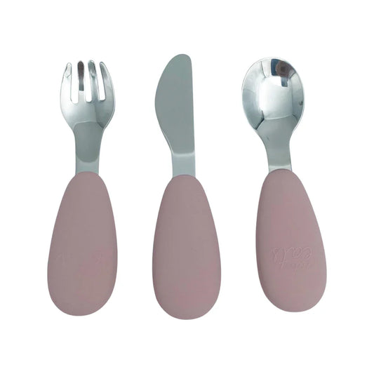 Petite Eats 3 Pce Metal Cutlery Set (Dusty Lilac)