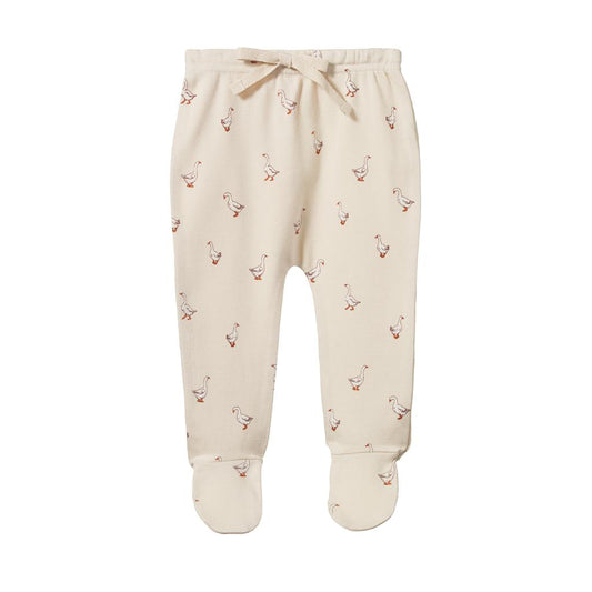 Nature Baby Organic Cotton Footed Romper Pants (Goosey Print)