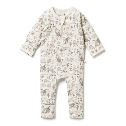 W&F Organic Cotton Zipsuit with Feet (Tribal Woods)