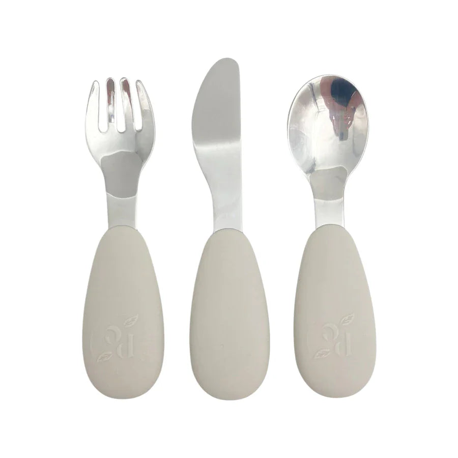 Petite Eats 3 Pce Metal Cutlery Set (Overcast)