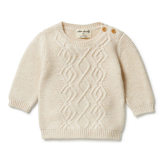 W&F Knitted Cable Jumper (Sand Melange)